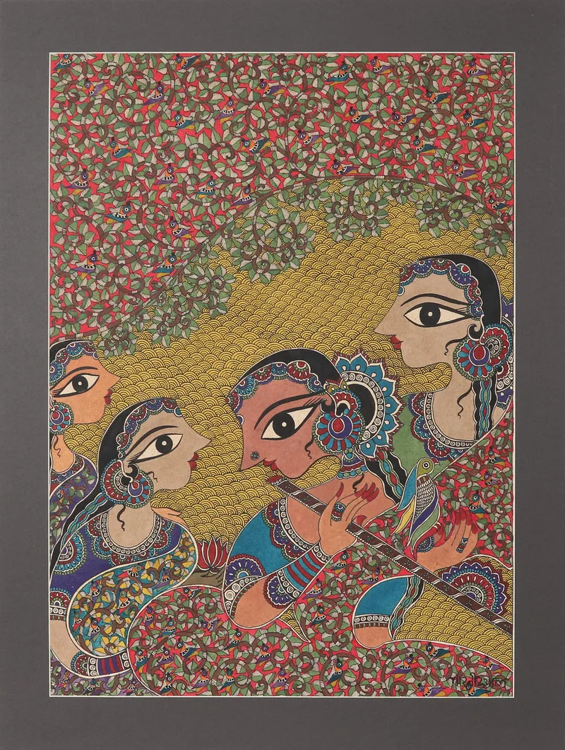 Glorious Radha - Madhubani painting by Bharti Dayal